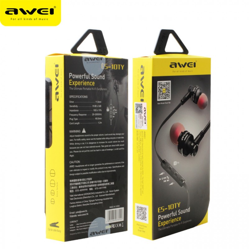 Awei ES-10TY Super Bass Noise Isolation In-ear Earphones - The Tomorrow  Technology