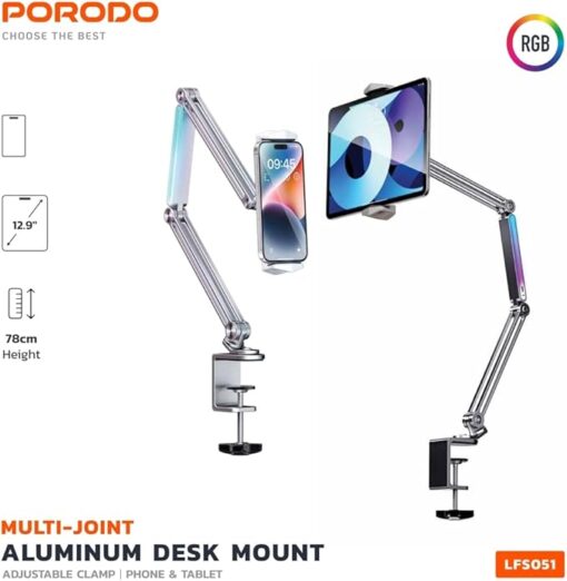 Porodo Aluminum Alloy Adjustable & Foldable Cantilever Bracket - Image 5