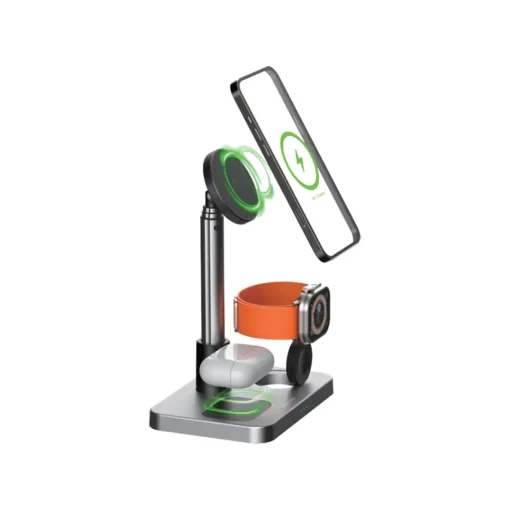 Green Lion 3 in 1 Telescopic Wireless Charger – Silver