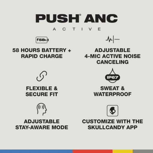 Skullcandy Push ANC Active in-Ear Wireless Earbuds - Image 5