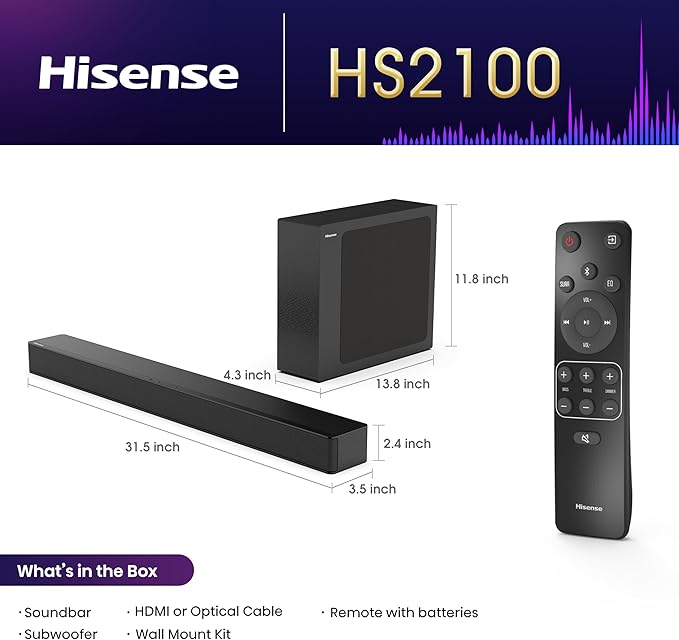 Hisense HS2100 2.1 Ch 240W Sound Bar - Image 6