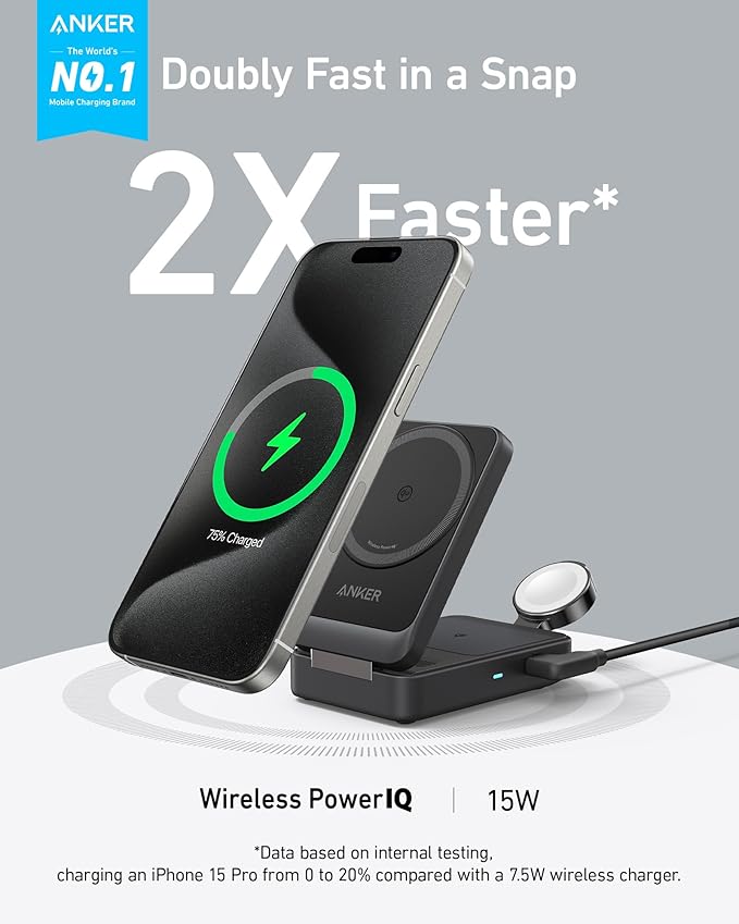 Anker MagGo Wireless Charging Station (Foldable 3-in-1) 15W - Image 4