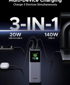 UGREEN Nexode 25000mAh 200W PD 3.1 TFT 3-Port Power Bank - Image 6