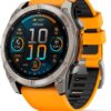Garmin fēnix® 8, Sapphire, Titanium, 51mm, Spark Orange/Graphite silicone band