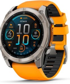 Garmin fēnix® 8, Sapphire, Titanium, 51mm, Spark Orange/Graphite silicone band
