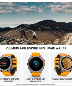 Garmin fēnix® 8, Sapphire, Titanium, 51mm, Spark Orange/Graphite silicone band - Image 2