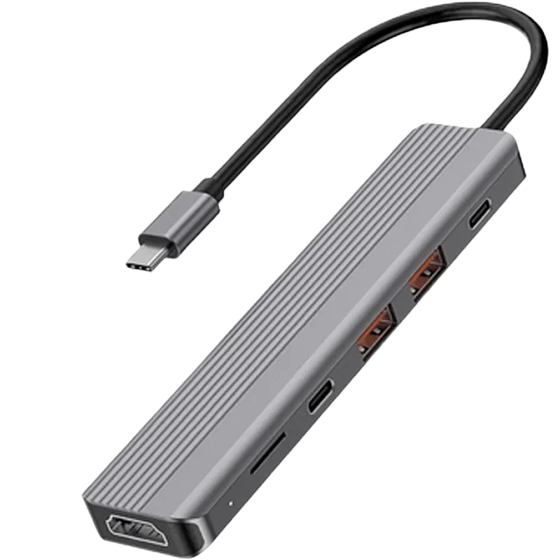 Powerology 6-in-1 Slim USB-C Hub